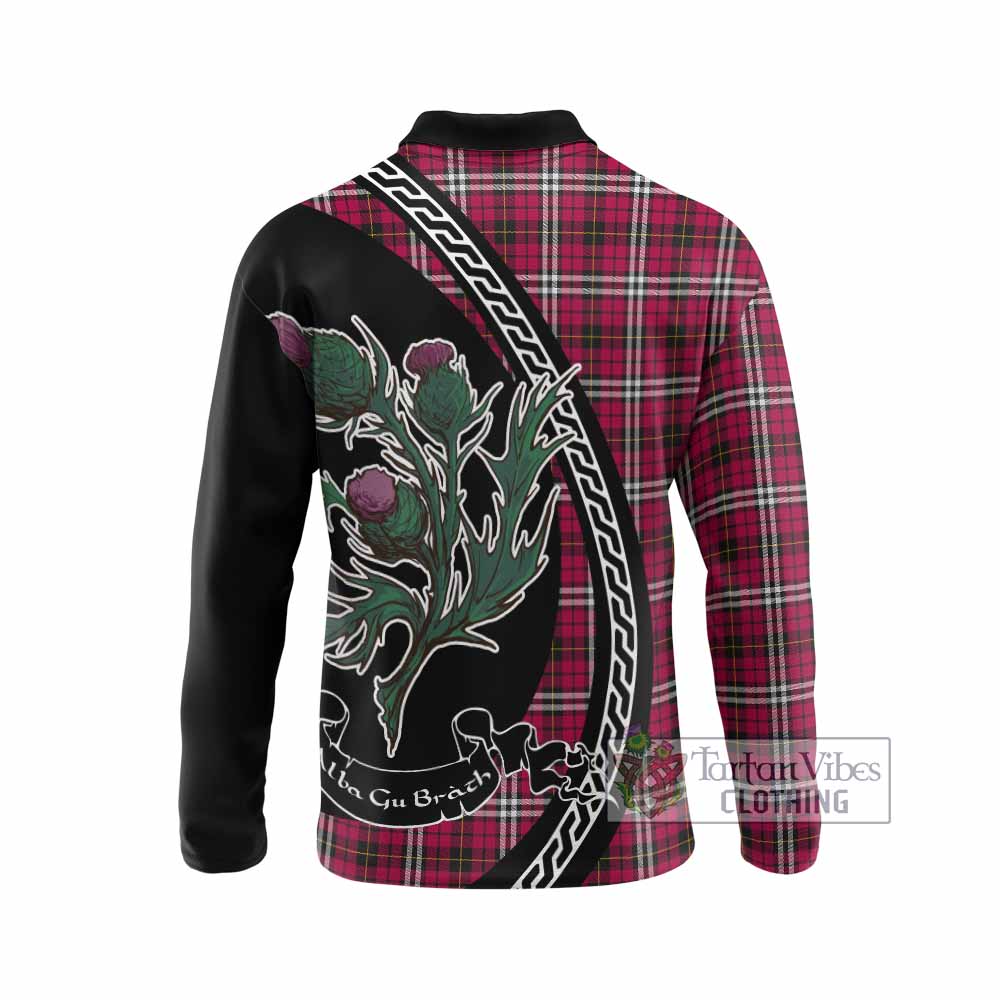 Little Family Crest Tartan Long Sleeve Polo Shirt Alba Thistle Inspired - Tartan Vibes Clothing