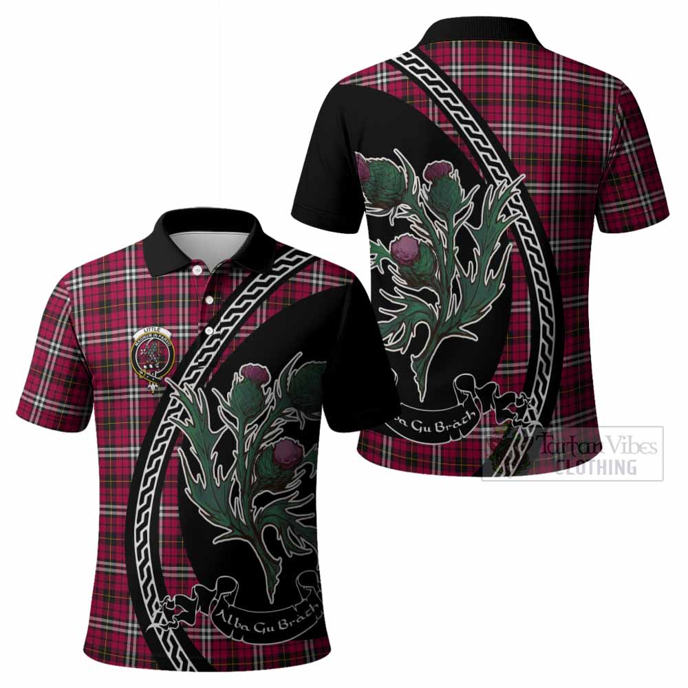 Little Family Crest Tartan Polo Shirt Alba Thistle Inspired - Tartan Vibes Clothing