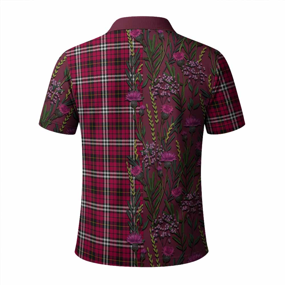 Little Family Crest Tartan Polo Shirt Scottish Thistle Flower Pattern Half Style - Tartan Vibes Clothing