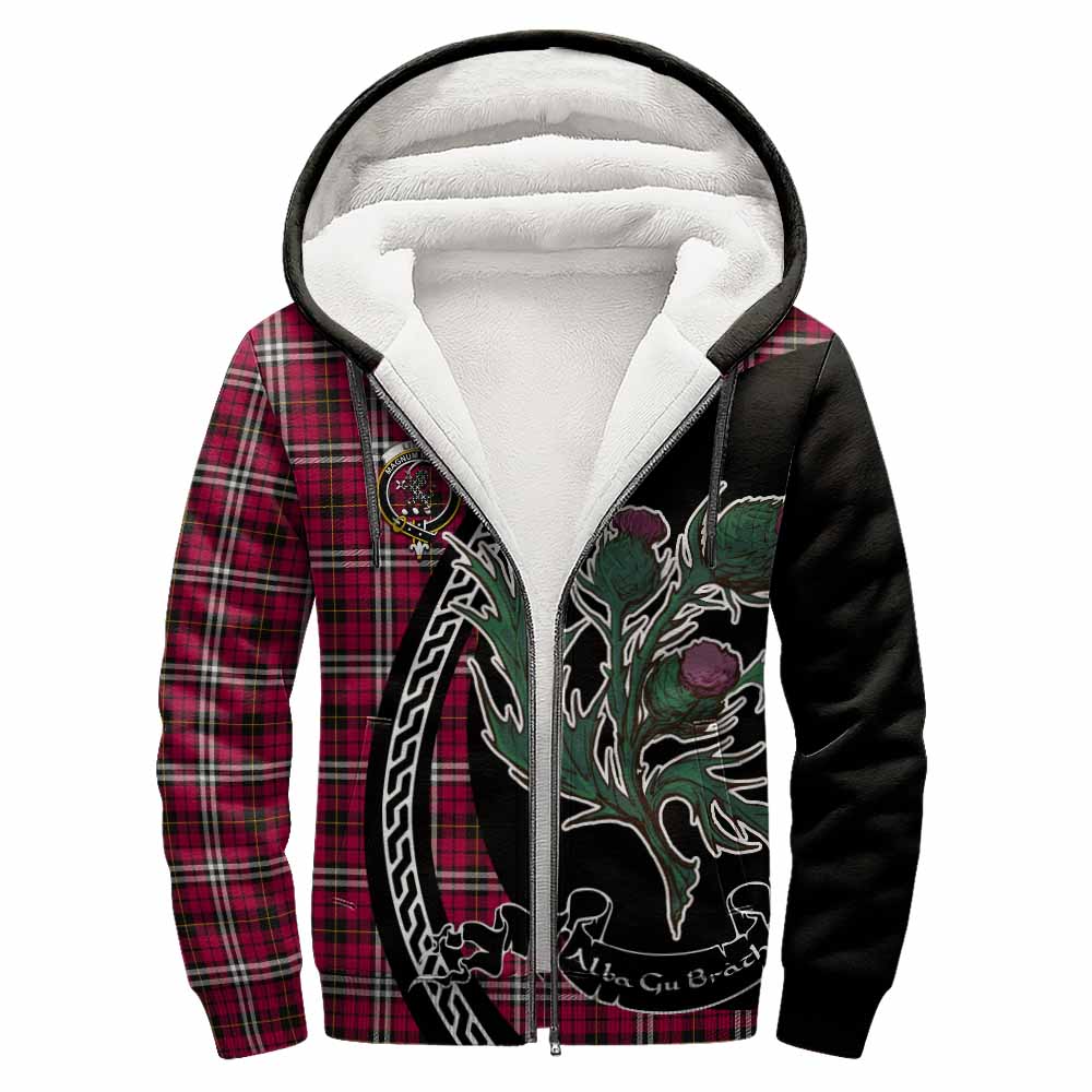 Little Family Crest Tartan Sherpa Hoodie Alba Thistle Inspired - Tartan Vibes Clothing