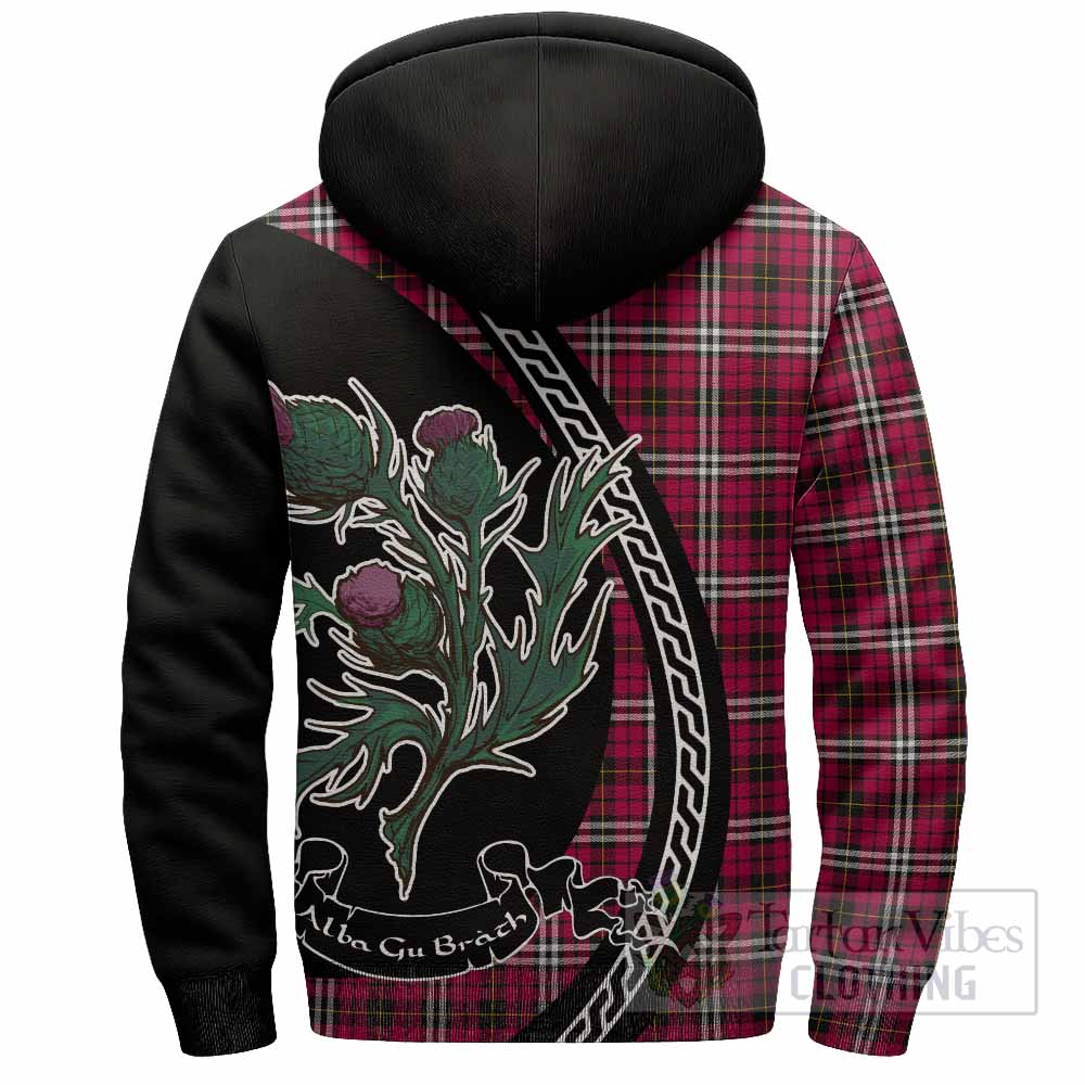 Little Family Crest Tartan Sherpa Hoodie Alba Thistle Inspired - Tartan Vibes Clothing