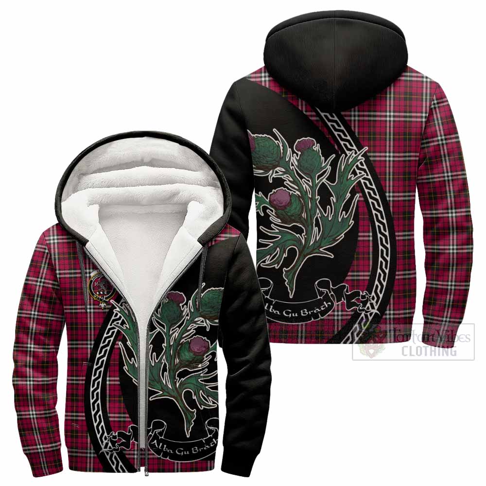 Little Family Crest Tartan Sherpa Hoodie Alba Thistle Inspired - Tartan Vibes Clothing