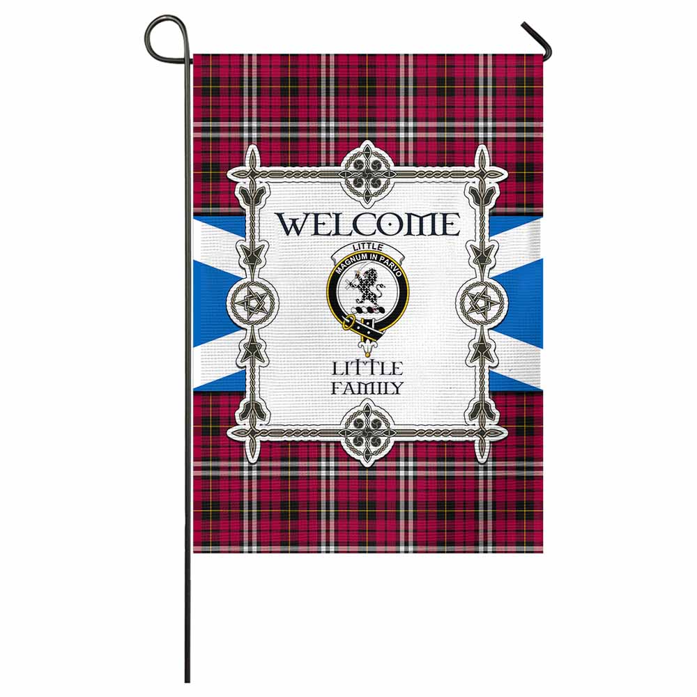 Little Family Crest Tartan Welcome Garden Flag Saltire Harmony Style - Tartan Vibes Clothing