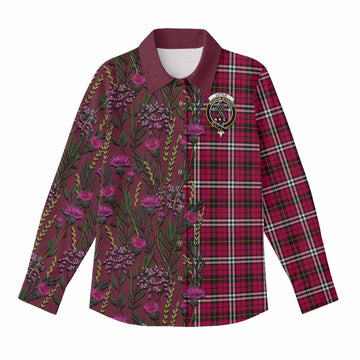 Little Family Crest Tartan Women Casual Shirt Scottish Thistle Flower Pattern Half Style - Tartan Vibes Clothing