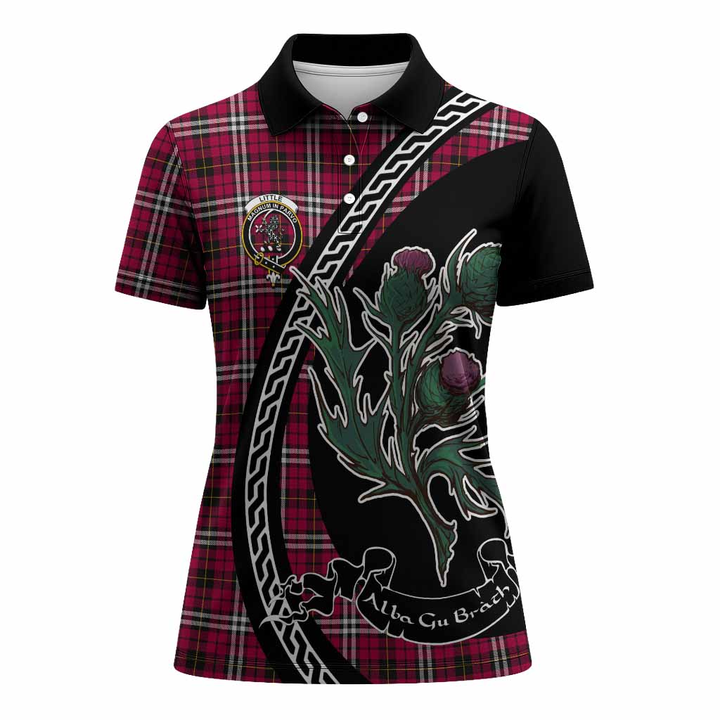 Little Family Crest Tartan Women Polo Shirt Alba Thistle Inspired - Tartan Vibes Clothing
