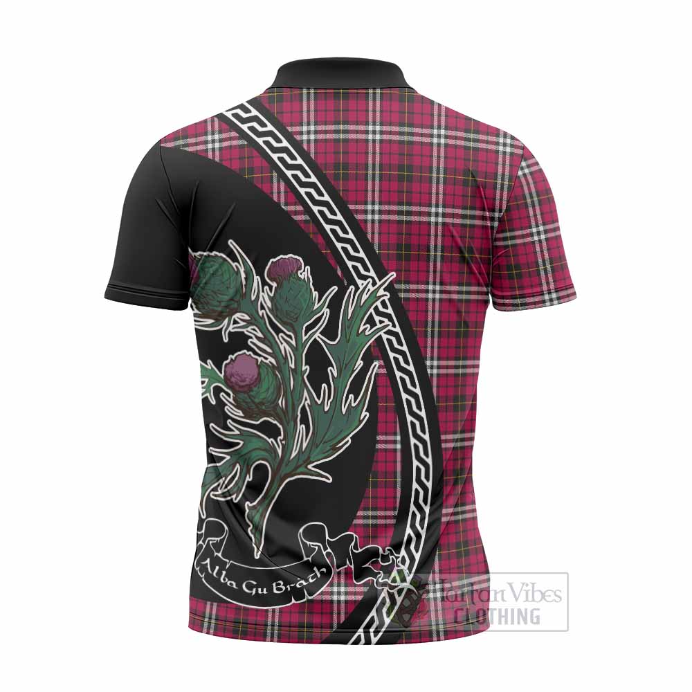 Little Family Crest Tartan Zipper Polo Shirt Alba Thistle Inspired - Tartan Vibes Clothing
