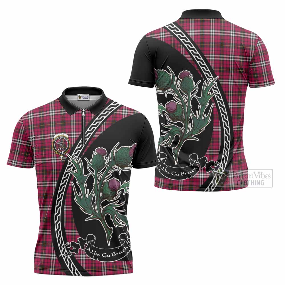 Little Family Crest Tartan Zipper Polo Shirt Alba Thistle Inspired - Tartan Vibes Clothing