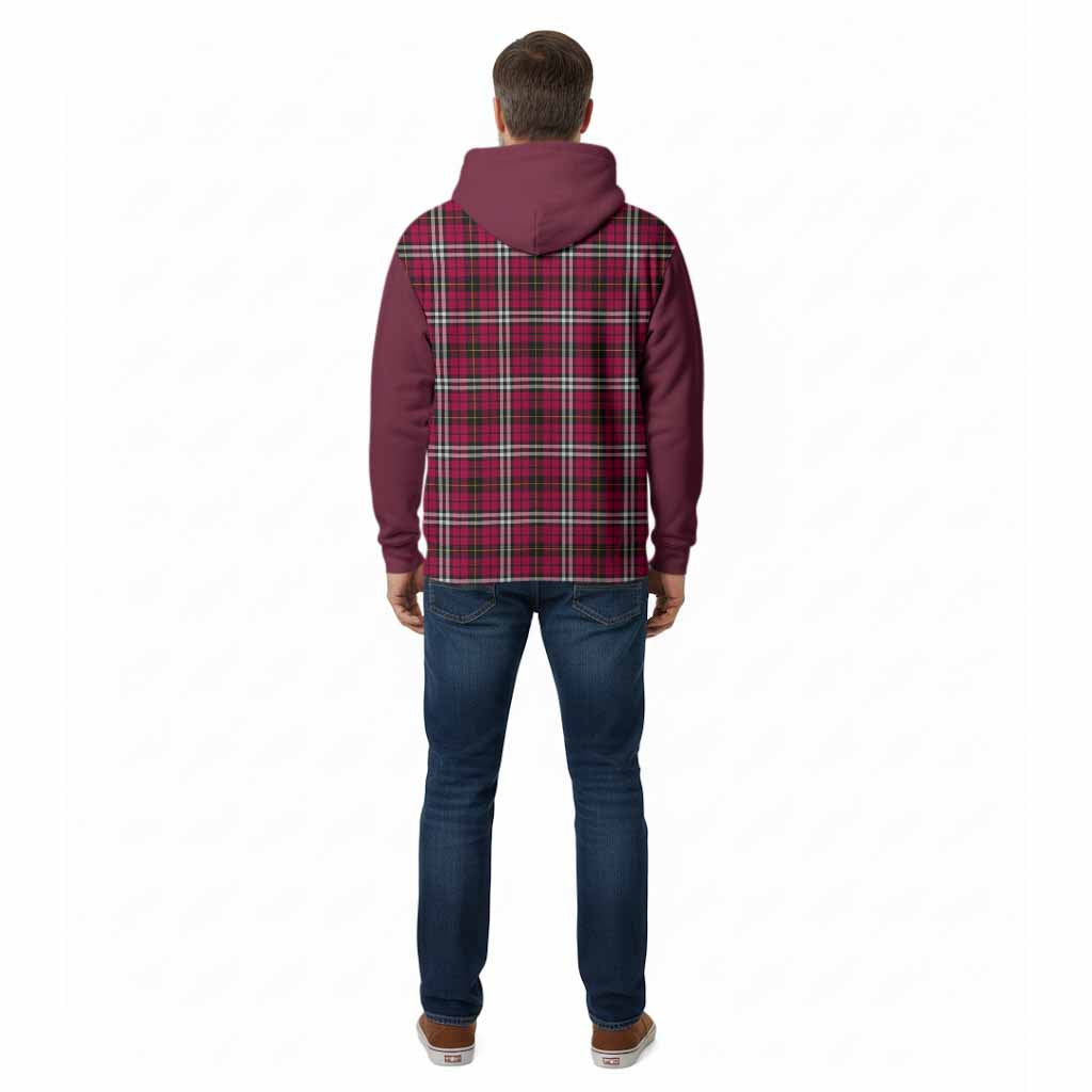 Little Tartan Accent Cotton Hoodie with Family Crest