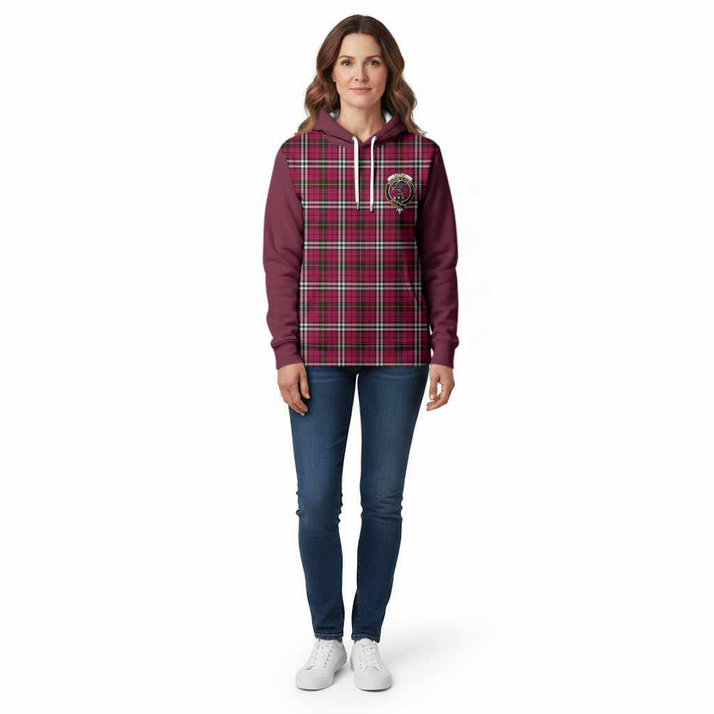 Little Tartan Accent Cotton Hoodie with Family Crest