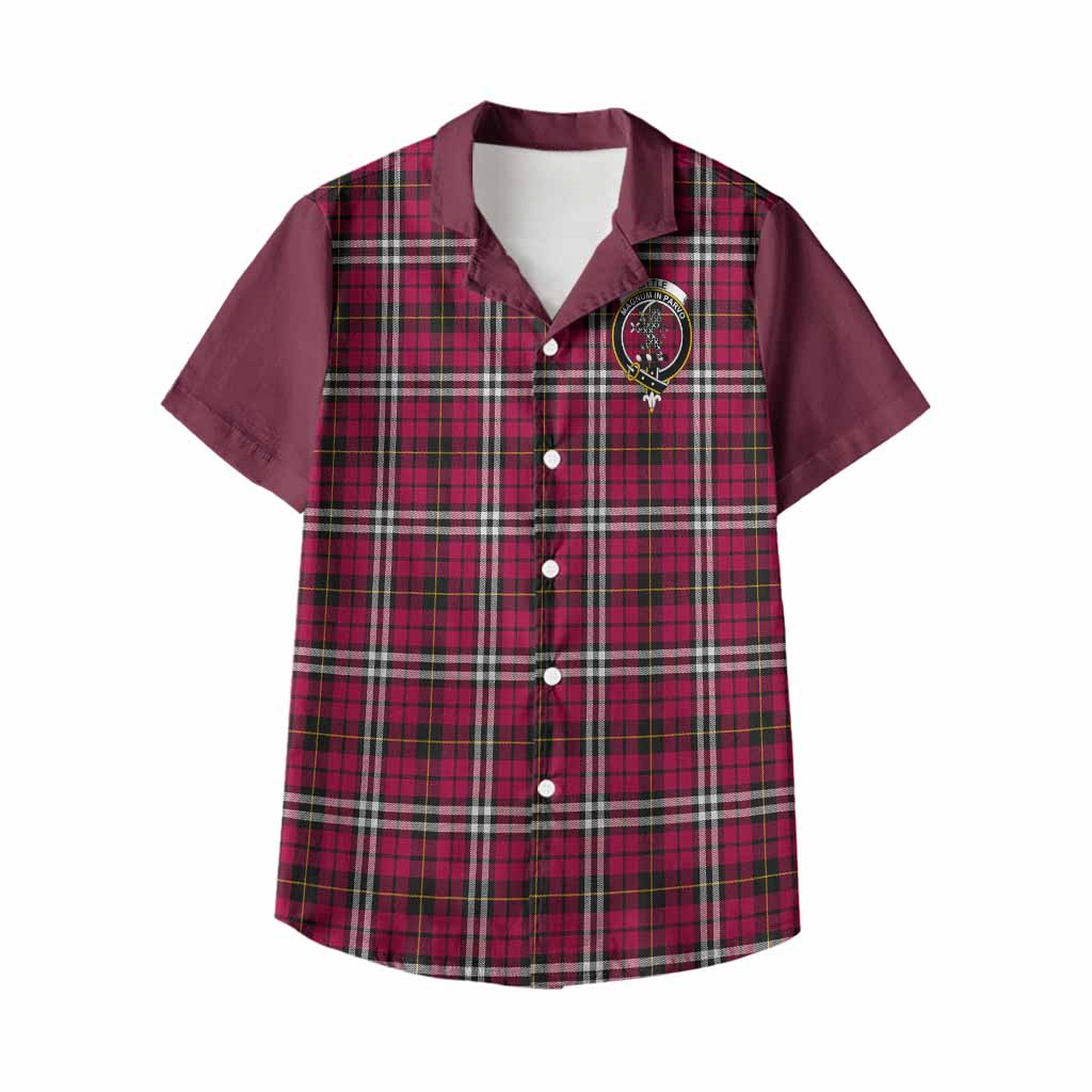 Little Tartan Accent Kid Hawaiian Shirt with Family Crest