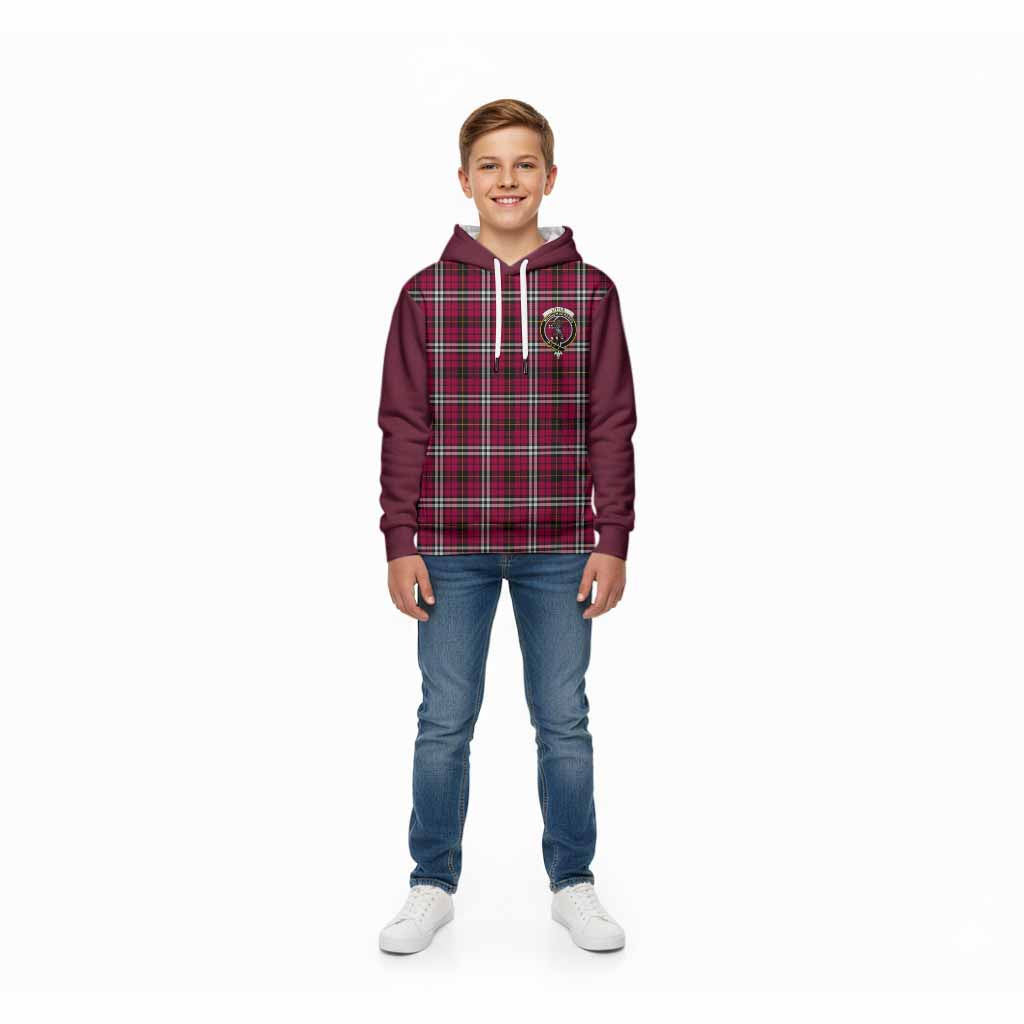 Little Tartan Accent Kid Hoodie with Family Crest