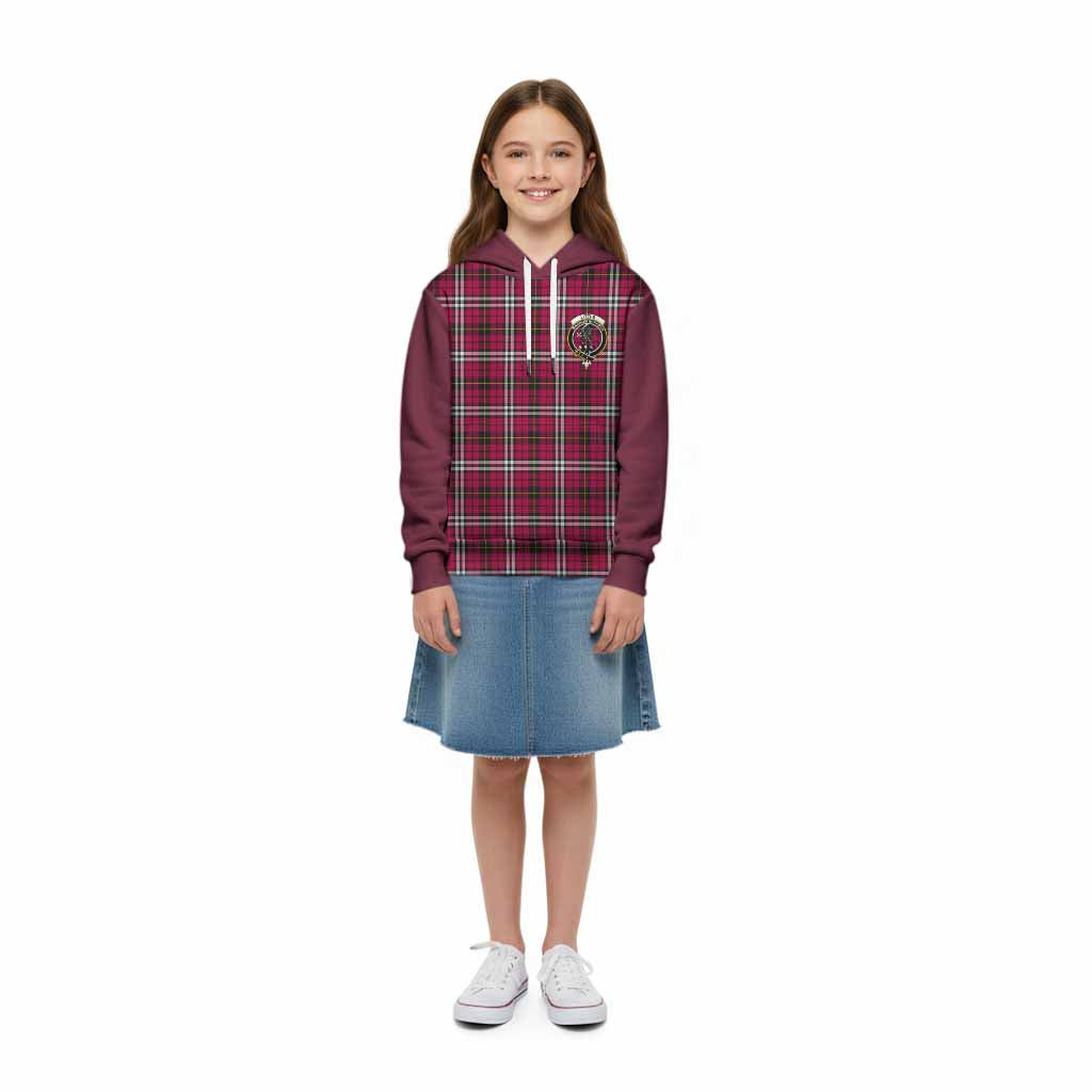 Little Tartan Accent Kid Hoodie with Family Crest
