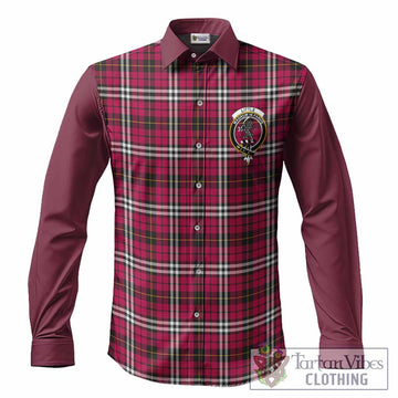 Little Tartan Accent Long Sleeve Button Shirts with Family Crest