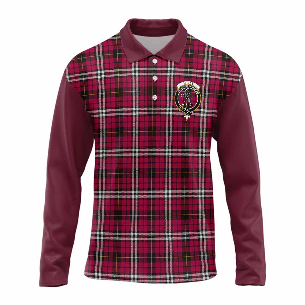 Little Tartan Accent Long Sleeve Polo Shirt with Family Crest