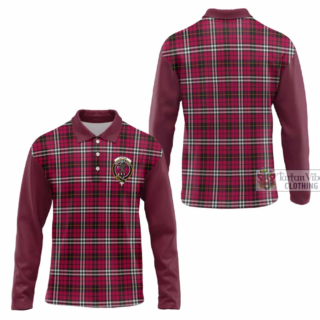 Little Tartan Accent Long Sleeve Polo Shirt with Family Crest