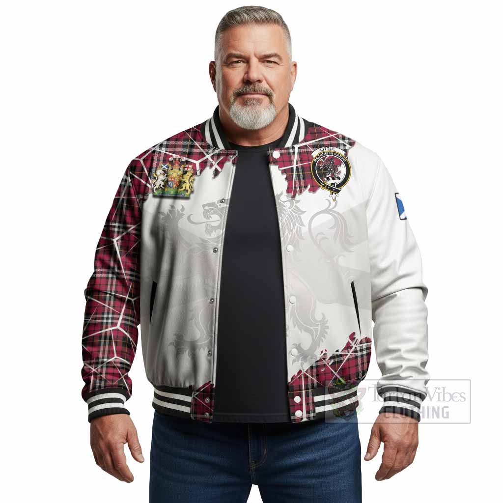 Little Tartan Baseball Jacket with Family Crest and Lion Rampant Grunge Style