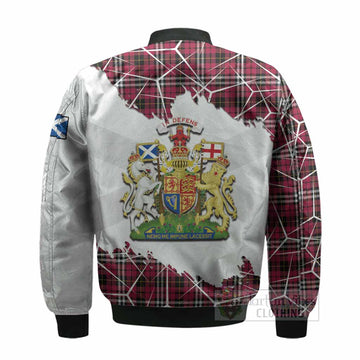 Little Tartan Bomber Jacket with Family Crest and Lion Rampant Grunge Style