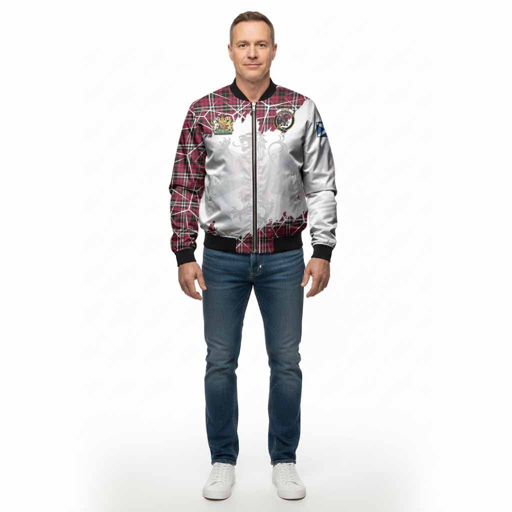 Little Tartan Bomber Jacket with Family Crest and Lion Rampant Grunge Style