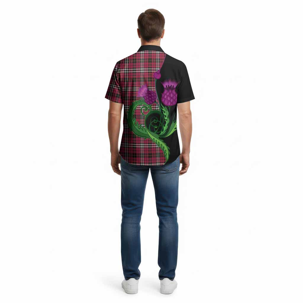 Little Tartan Cotton Hawaiian Shirt Traditional Scottish Thistle