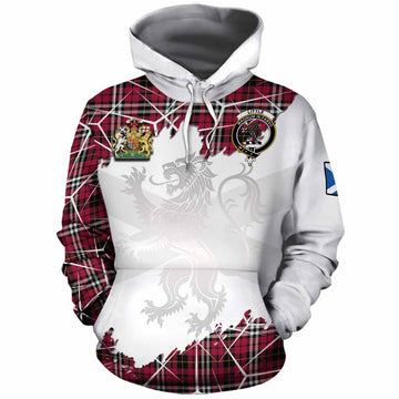 Little Tartan Cotton Hoodie with Family Crest and Lion Rampant Grunge Style