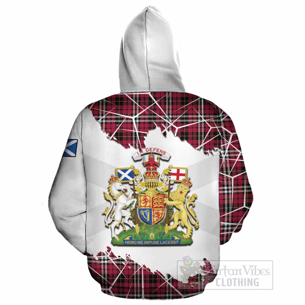 Little Tartan Cotton Hoodie with Family Crest and Lion Rampant Grunge Style