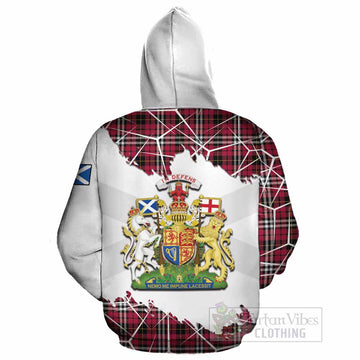 Little Tartan Cotton Hoodie with Family Crest and Lion Rampant Grunge Style