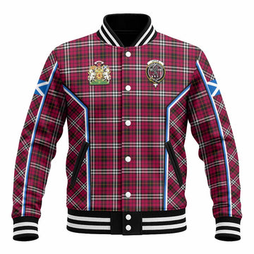 Little Tartan Crest Baseball Jacket Scotland Coat of Arm Flag Style