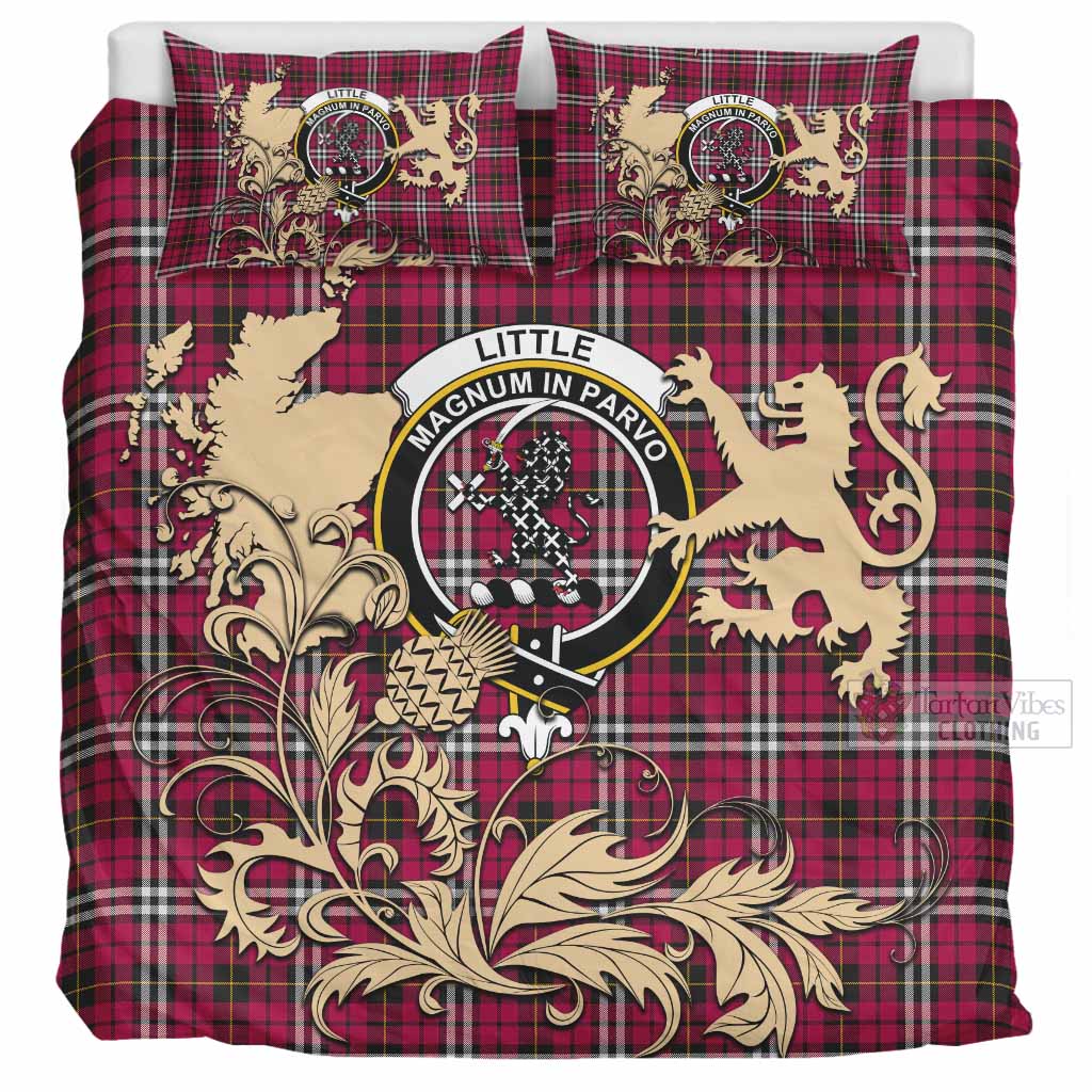 Little Tartan Crest Bedding Set with Scottish Iconic Symbols 