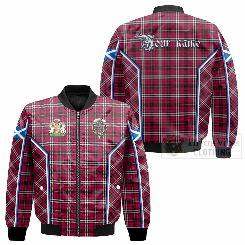 Little Tartan Crest Bomber Jacket Scotland Coat of Arm Flag Style - Tartan Vibes Clothing