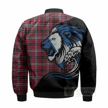 Little Tartan Crest Bomber Jacket Scottish Golden Lions Wave Flow