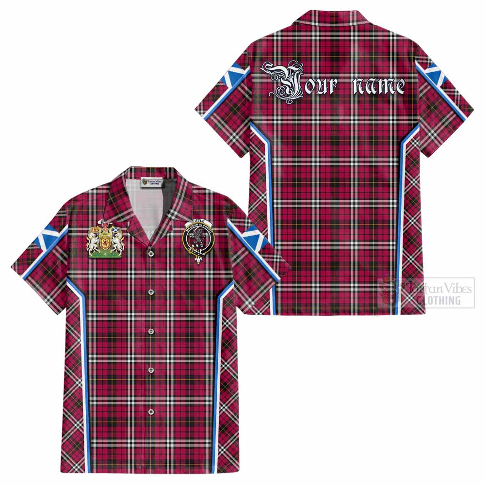 Little Tartan Crest Cotton Hawaiian Shirt Scotland Coat of Arm Flag Style - Tartan Vibes Clothing