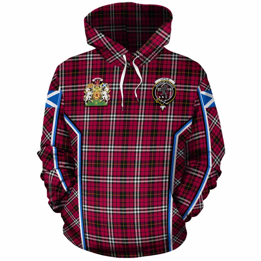 Little Tartan Crest Cotton Hoodie Scotland Coat of Arm Flag Style - Tartan Vibes Clothing