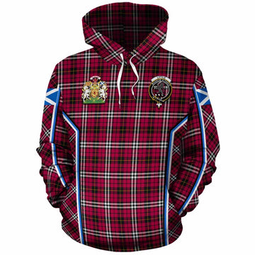 Little Tartan Crest Cotton Hoodie Scotland Coat of Arm Flag Style
