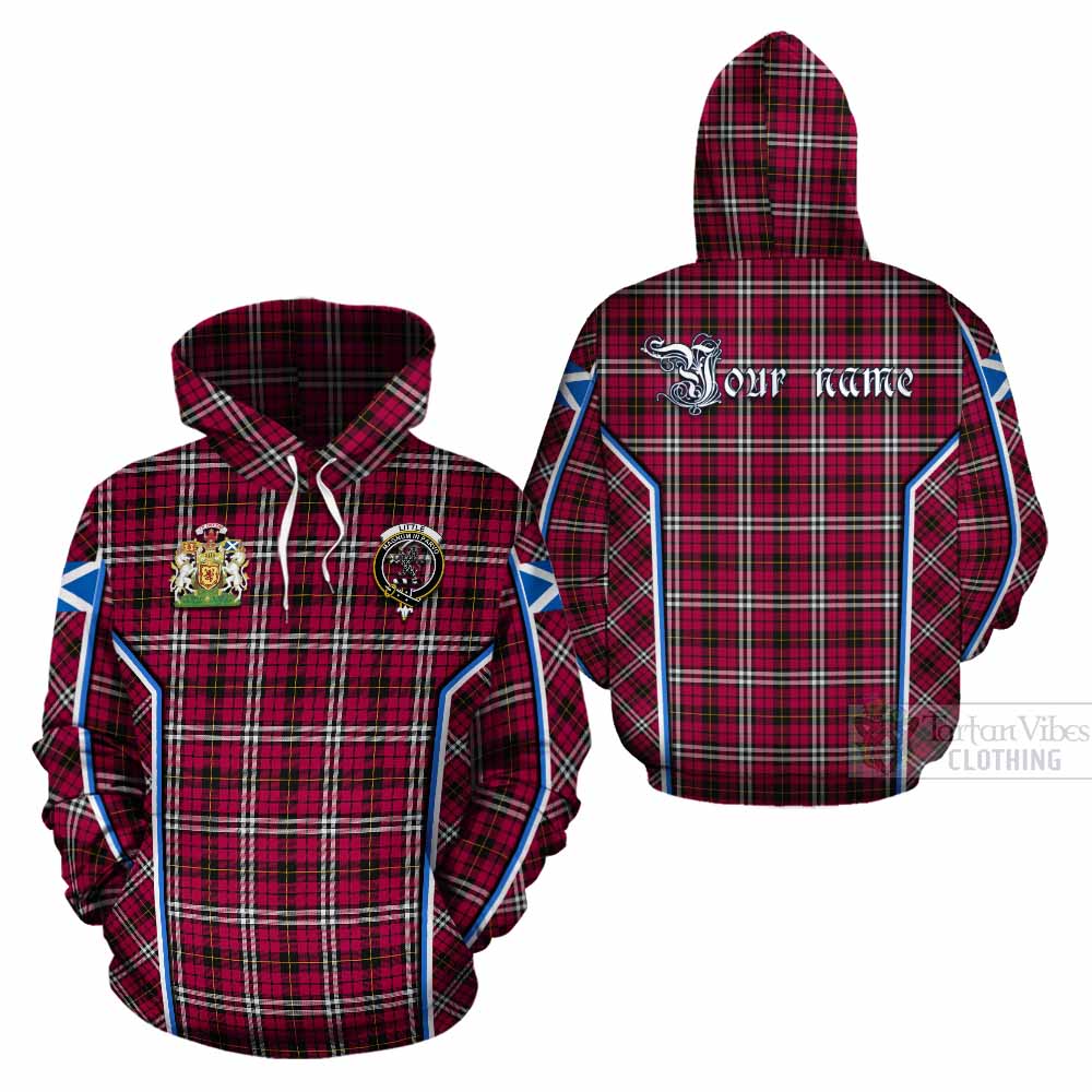 Little Tartan Crest Cotton Hoodie Scotland Coat of Arm Flag Style - Tartan Vibes Clothing