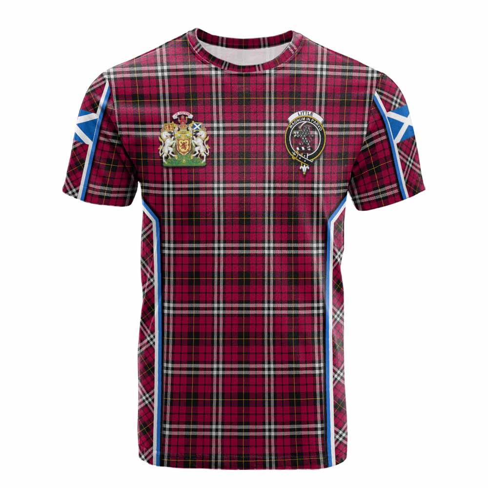 Little Tartan Crest Cotton T-shirt Scotland Coat of Arm Flag Style - Tartan Vibes Clothing