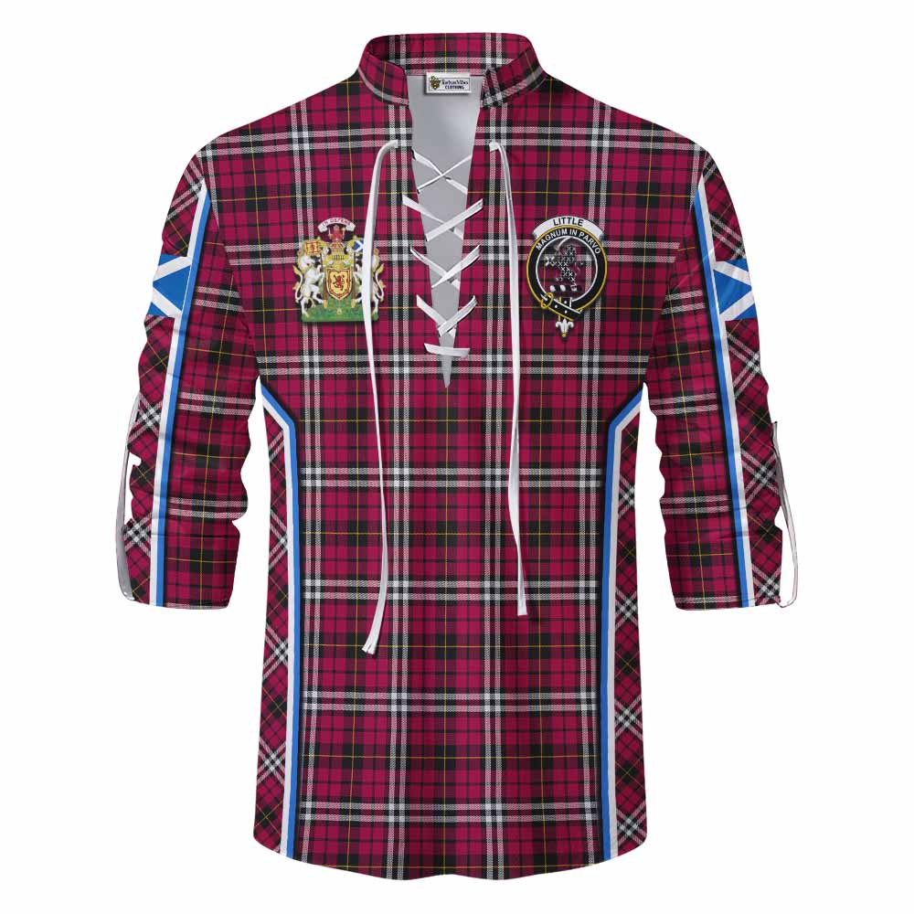 Little Tartan Crest Ghillie Kilt Shirt Scotland Coat of Arm Flag Style - Tartan Vibes Clothing