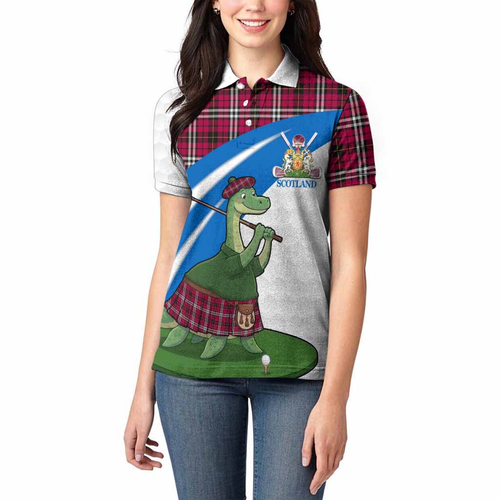 Little Tartan Crest Golf Nessie Women Polo Shirt Loch Ness Monster Sporty Style