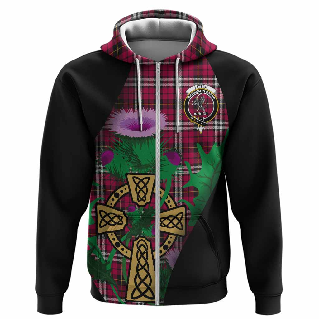 Little Tartan Crest Hoodie Celtic Cross Thistle Flowers