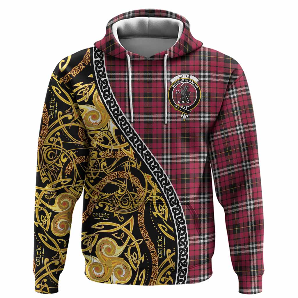 Little Tartan Crest Hoodie Celtic Knot and Triple Trickle Spiral Symbols