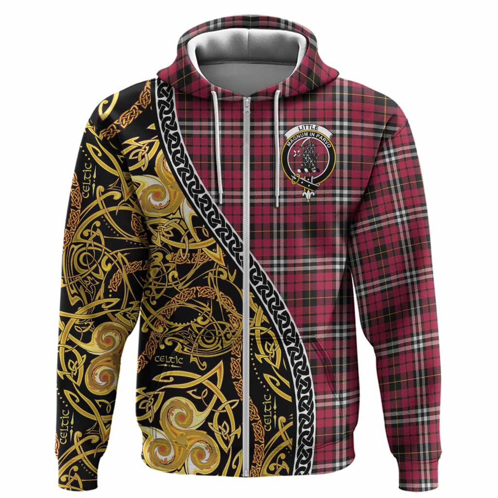 Little Tartan Crest Hoodie Celtic Knot and Triple Trickle Spiral Symbols