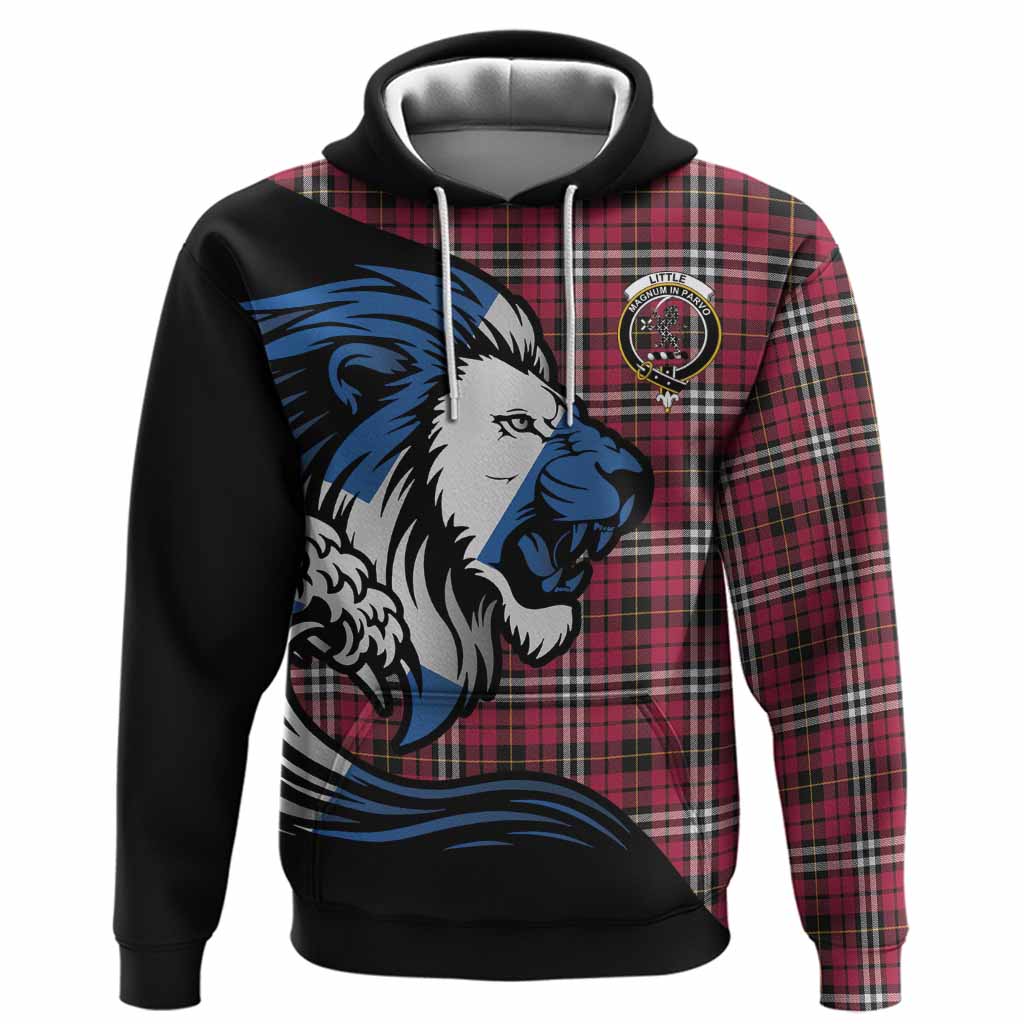 Little Tartan Crest Hoodie Scottish Golden Lions Wave Flow