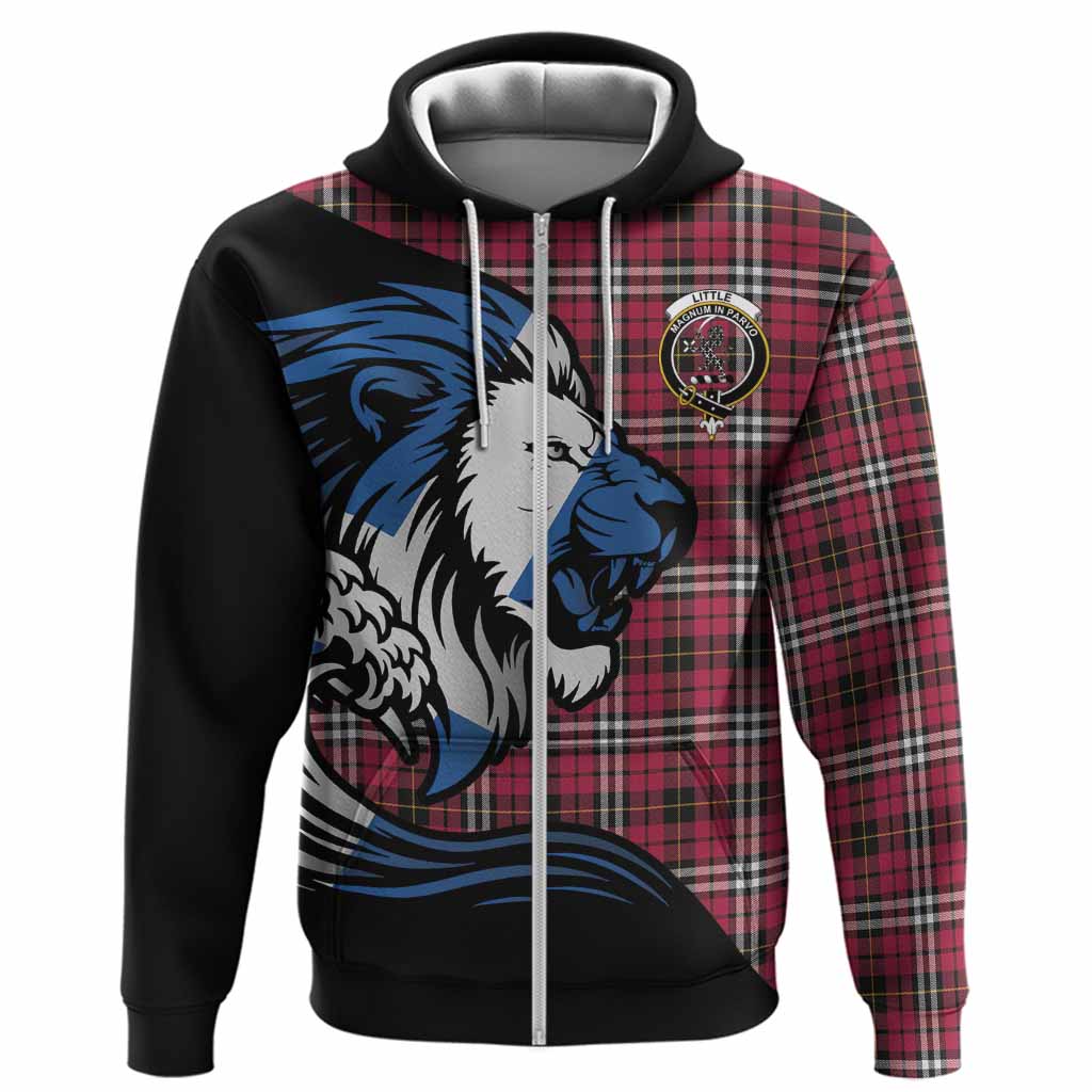 Little Tartan Crest Hoodie Scottish Golden Lions Wave Flow