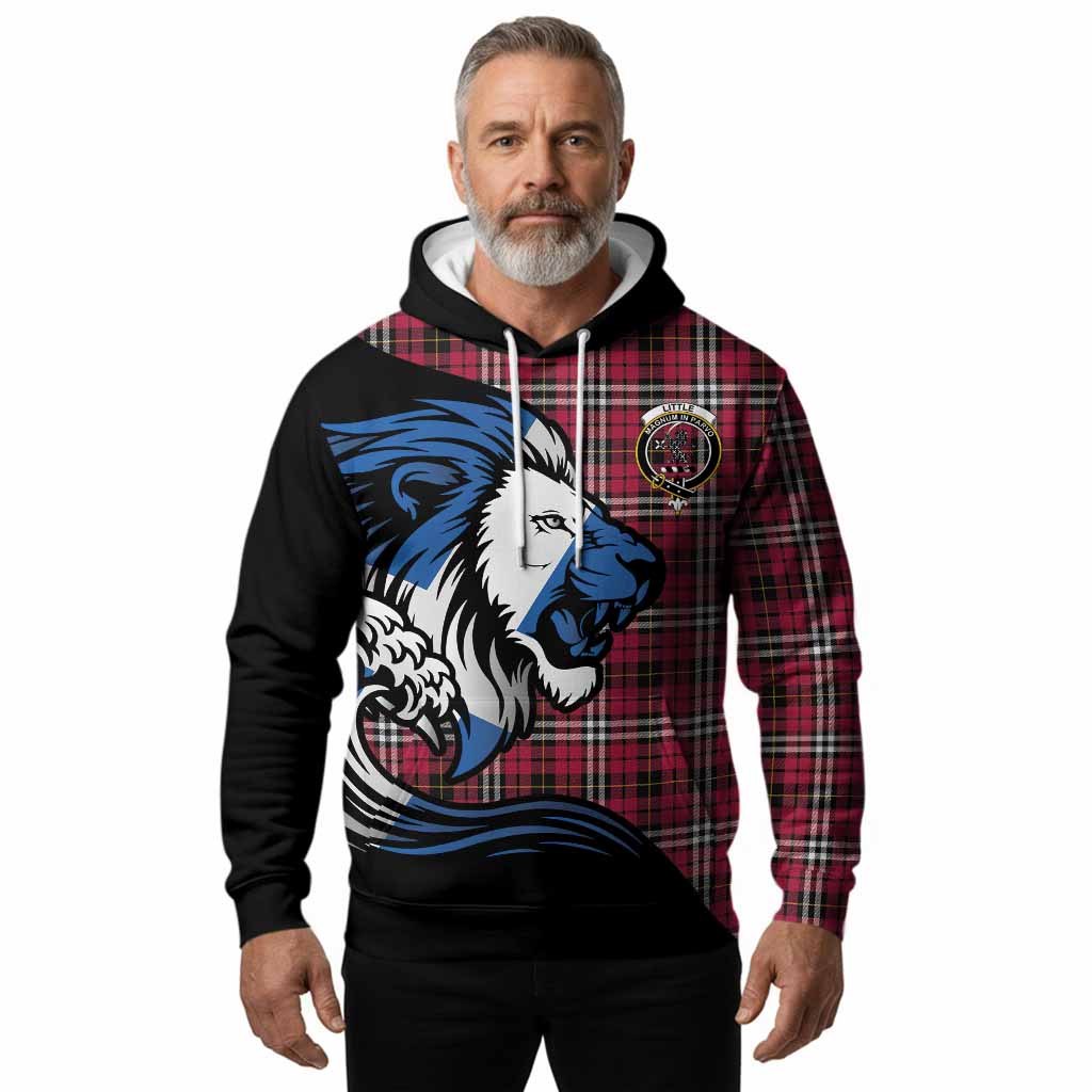 Little Tartan Crest Hoodie Scottish Golden Lions Wave Flow