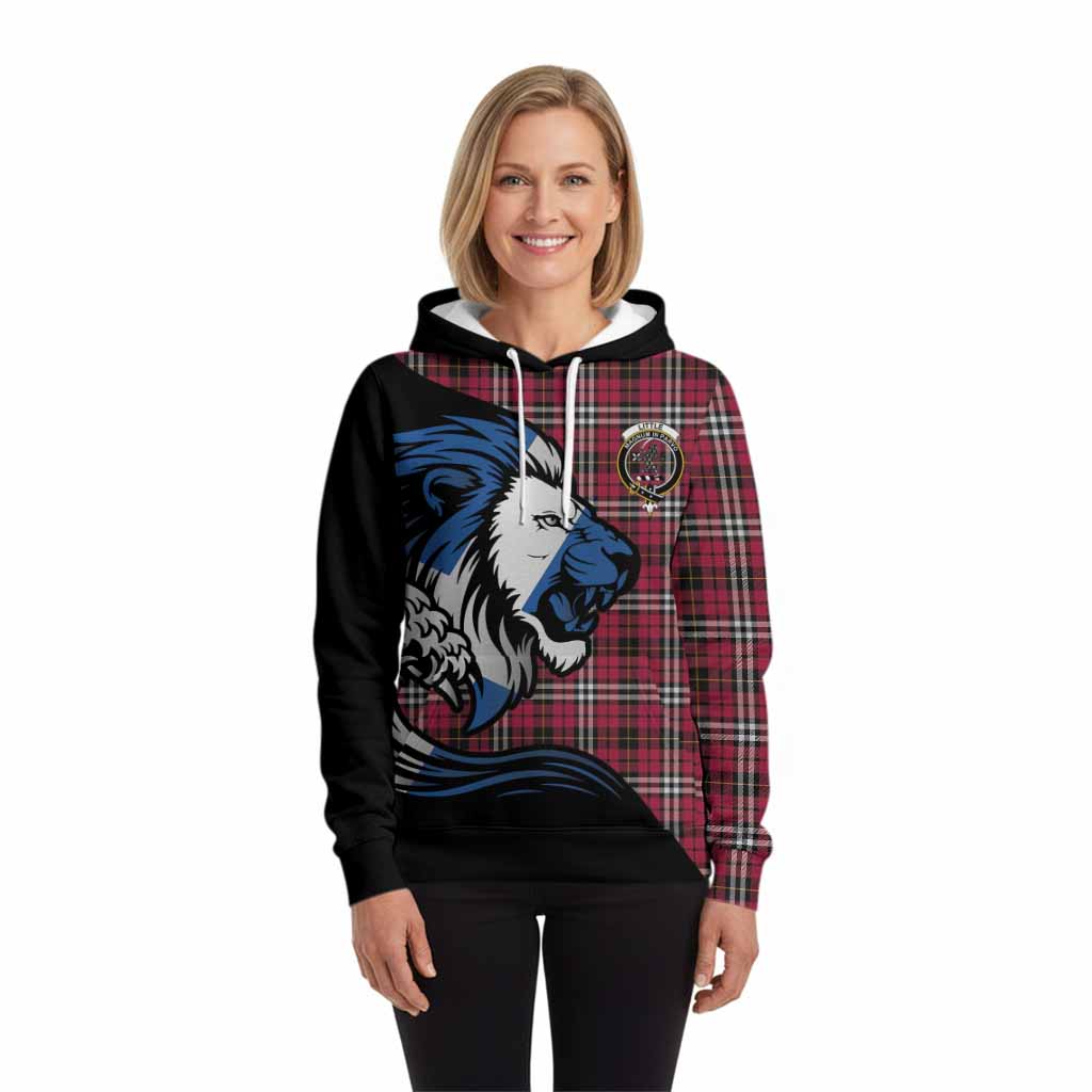 Little Tartan Crest Hoodie Scottish Golden Lions Wave Flow