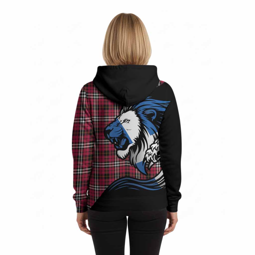 Little Tartan Crest Hoodie Scottish Golden Lions Wave Flow