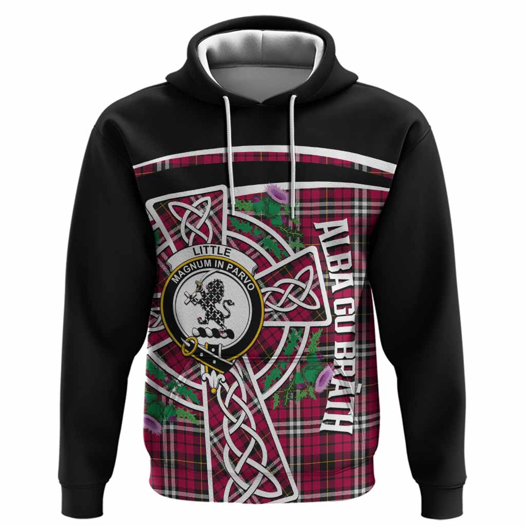 Little Tartan Crest Hoodie Scottish Thistle Celtic Cross Alba Gu Brath
