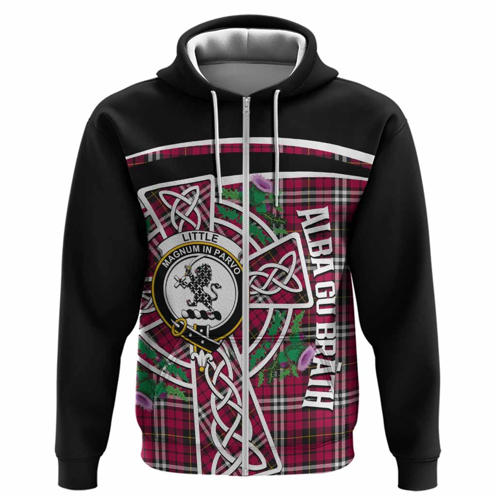 Little Tartan Crest Hoodie Scottish Thistle Celtic Cross Alba Gu Brath