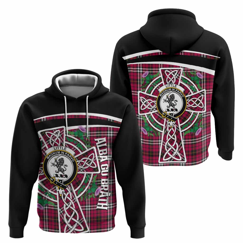 Little Tartan Crest Hoodie Scottish Thistle Celtic Cross Alba Gu Brath