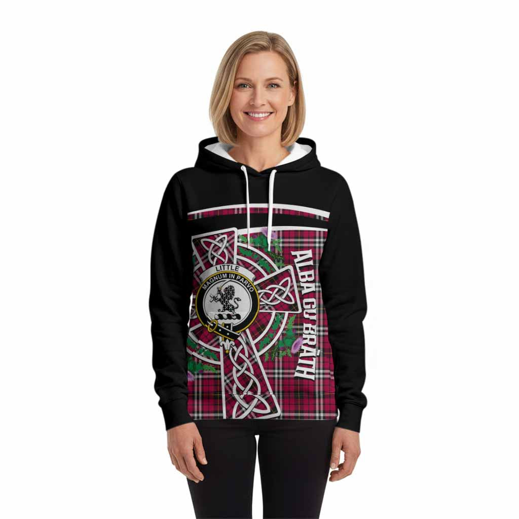Little Tartan Crest Hoodie Scottish Thistle Celtic Cross Alba Gu Brath