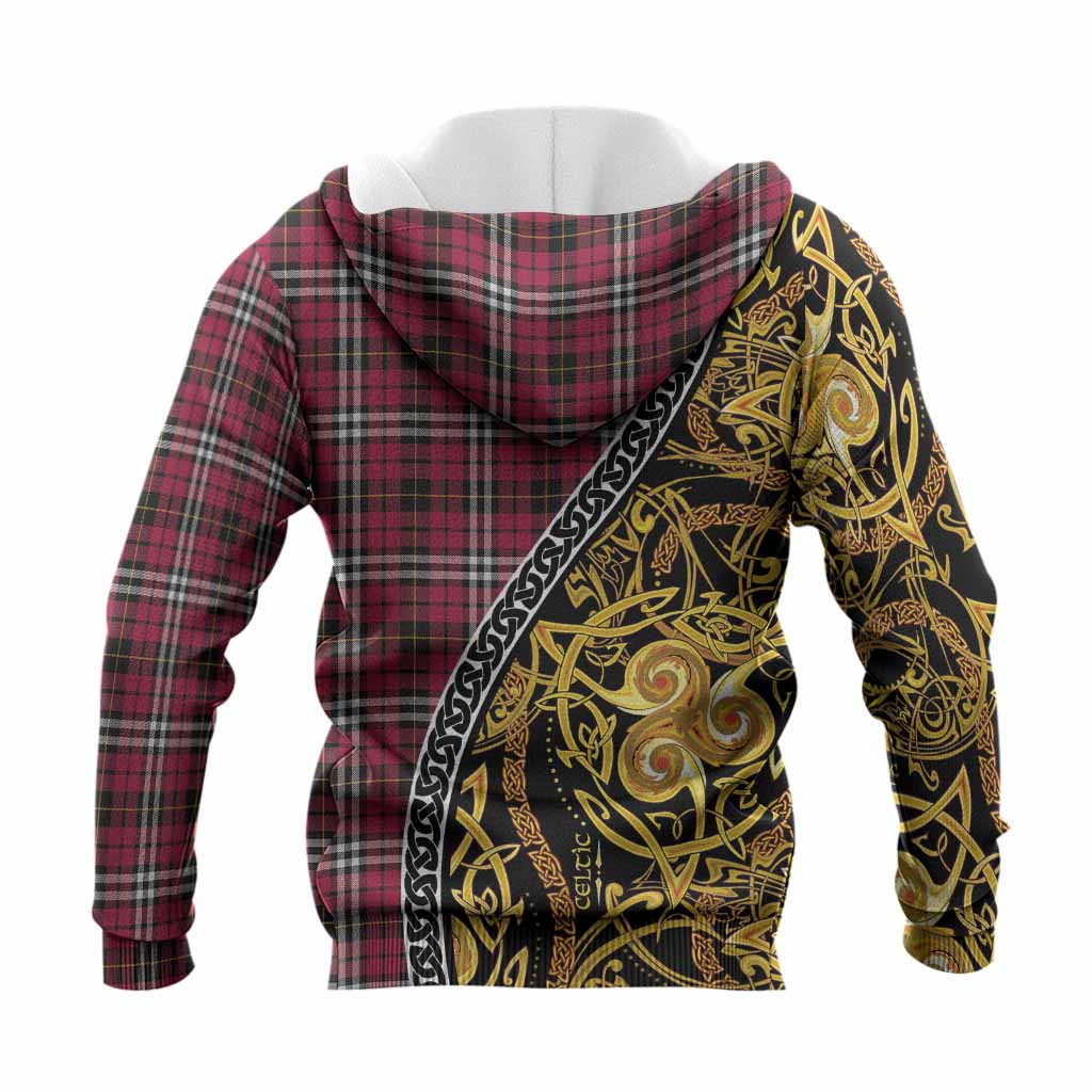 Little Tartan Crest Knitted Hoodie Celtic Knot and Triple Trickle Spiral Symbols